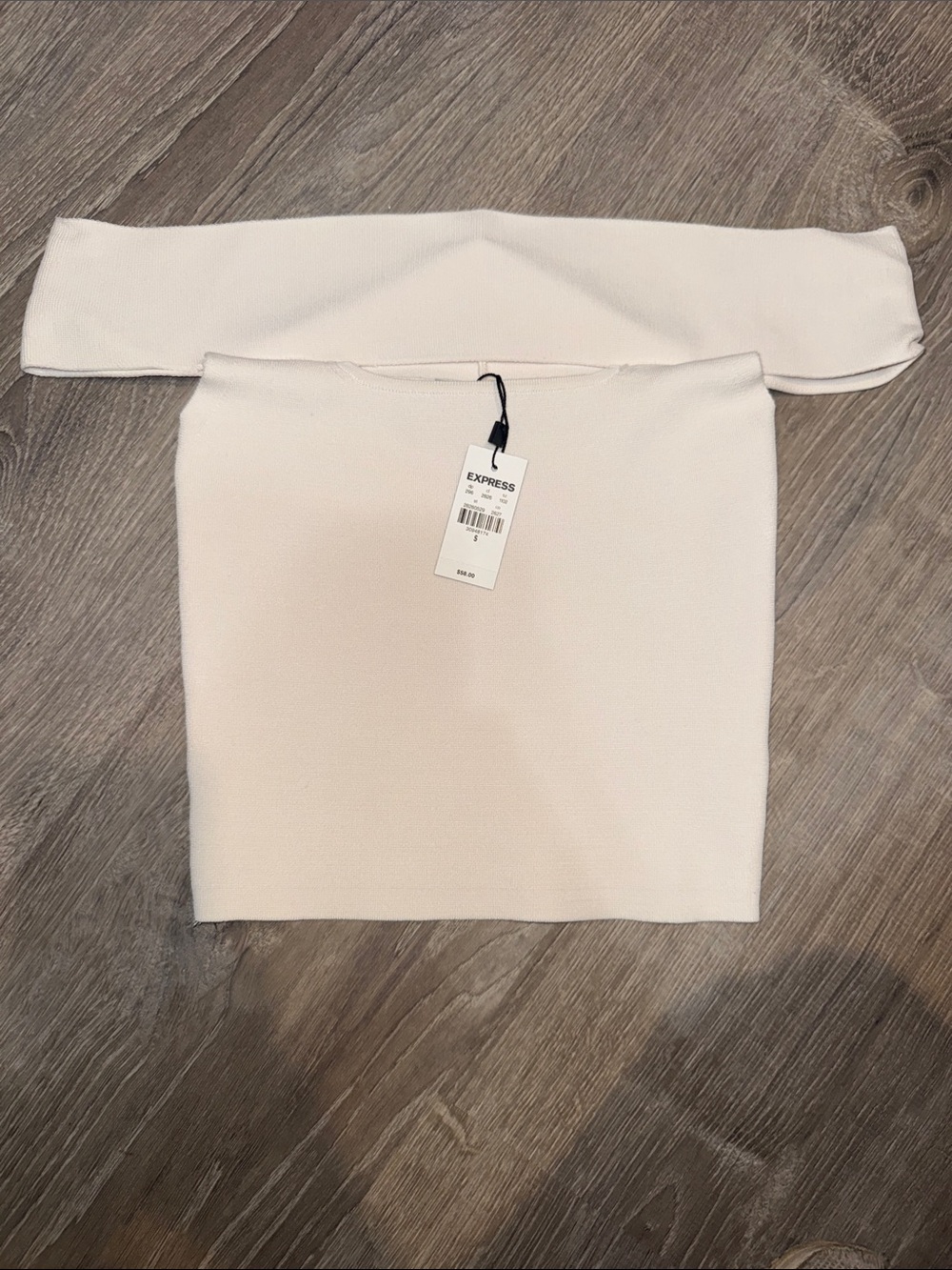 Express Cream Off-Shoulder Knit Mini Skirt